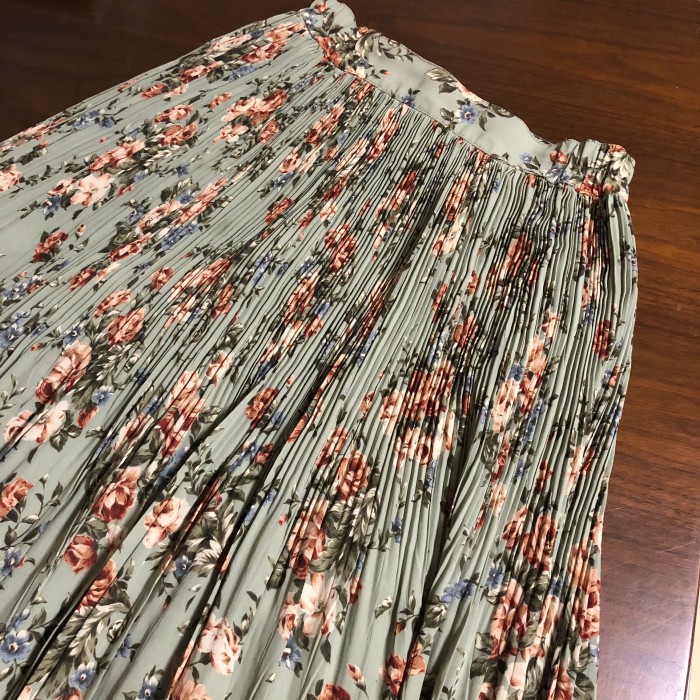 green flower pleats long skirt | Vintage.City 빈티지숍, 빈티지 코디 정보