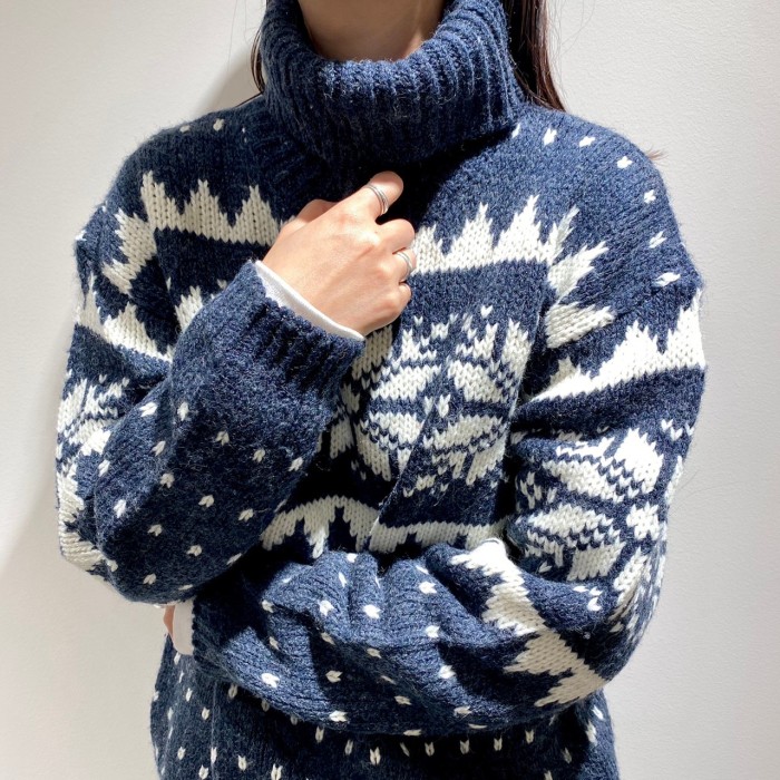 Nordic high neck knit sweater | Vintage.City 古着屋、古着コーデ情報を発信