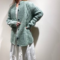Mint cable knit cardigan | Vintage.City 빈티지숍, 빈티지 코디 정보