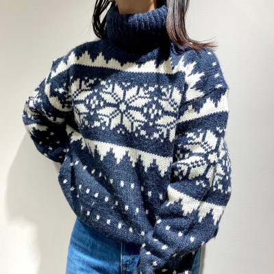 Nordic high neck knit sweater | Vintage.City 빈티지숍, 빈티지 코디 정보