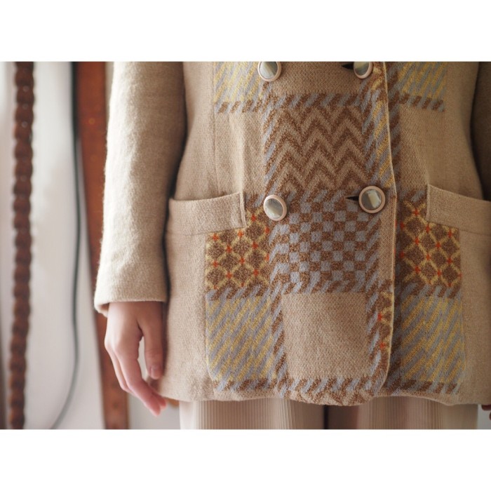beige knit jacket ニットジャケット | Vintage.City 빈티지숍, 빈티지 코디 정보