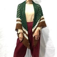 Green brown crochet knit stole | Vintage.City ヴィンテージ 古着