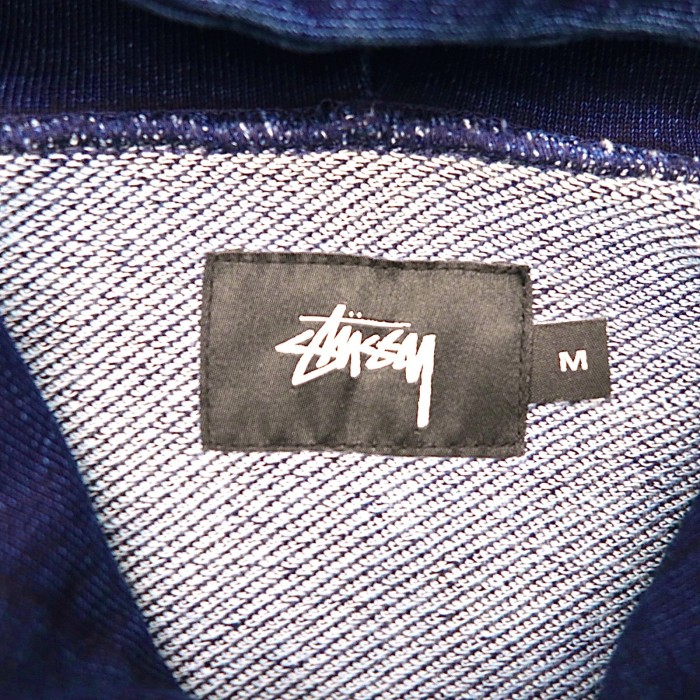 STUSSY 半袖パーカー M ブルー ストックロゴ刺繍 | Vintage.City