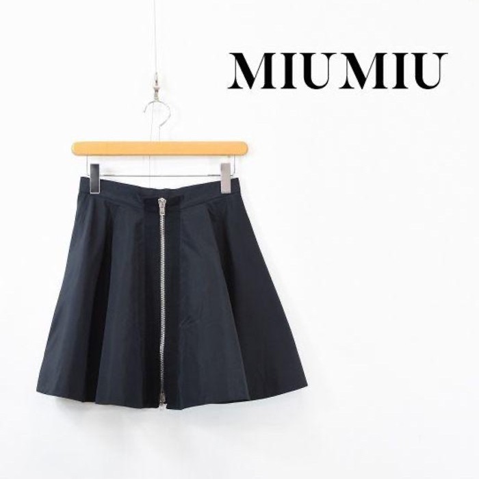 MIUMIU レディース センタージップデザイン ミニスカート ブラック 38 ...