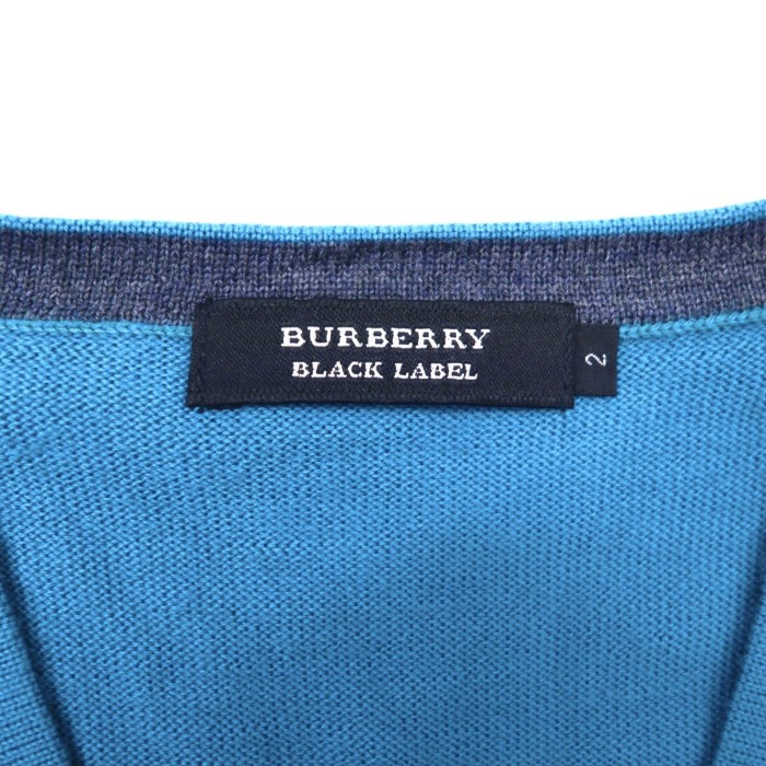 Burberry BLACK LABEL Ｖネックセーター 2 ブルー ウール | Vintage.City 古着屋、古着コーデ情報を発信