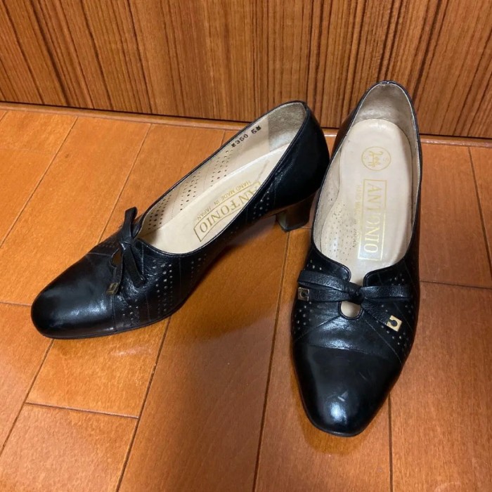 【ANTONIO】ブラックリボンパンプスhand made in Japan | Vintage.City 빈티지숍, 빈티지 코디 정보