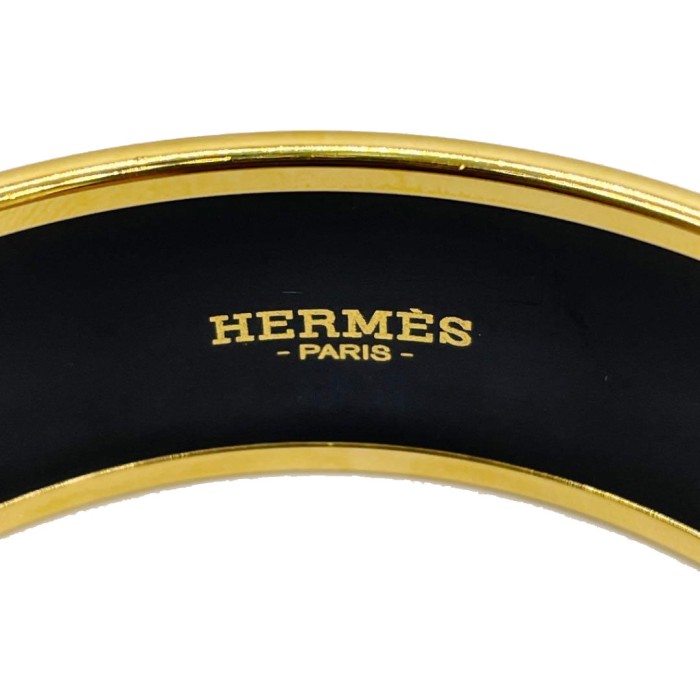 エルメス　HERMES　エマイユGM(ゴールド×ブラック/ボタニカル) バングル/リストバンド 人気ブランドの
