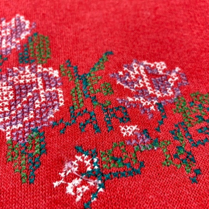 Sweat "Cross Stitch Flower"  RED | Vintage.City 古着屋、古着コーデ情報を発信
