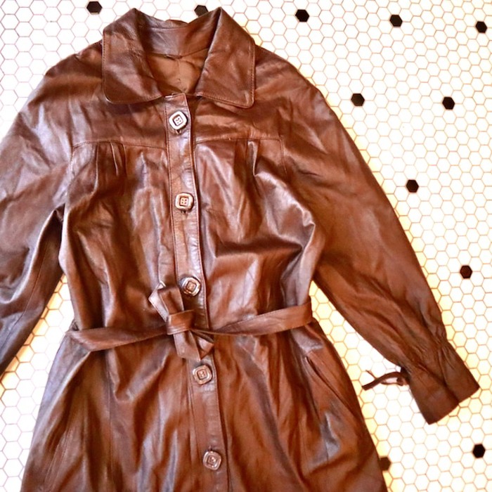 Brown leather trench | Vintage.City 古着屋、古着コーデ情報を発信