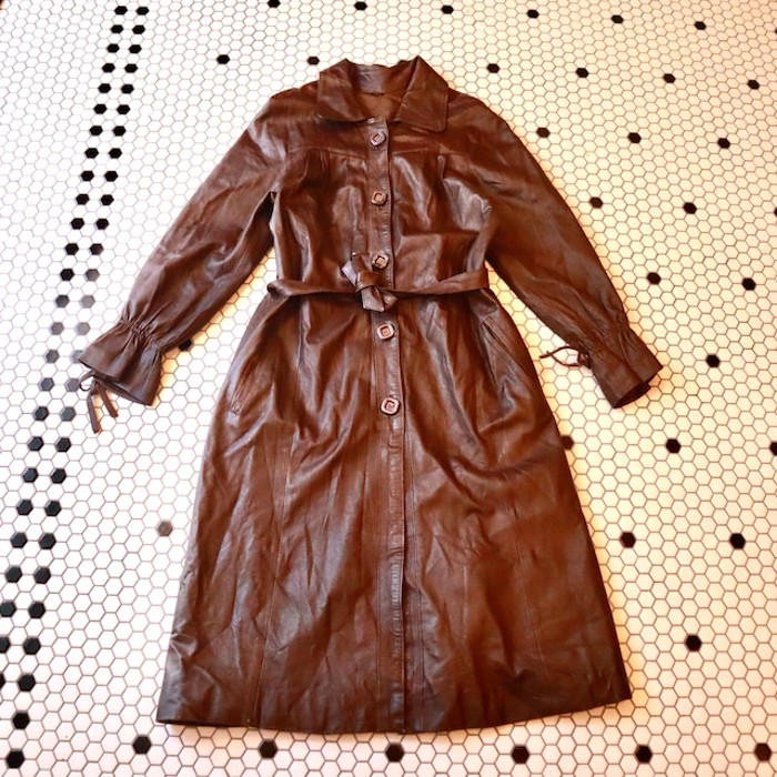 Brown leather trench | Vintage.City 빈티지숍, 빈티지 코디 정보