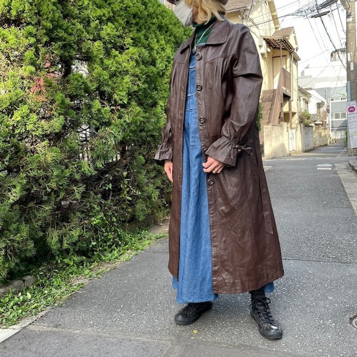 Brown leather trench | Vintage.City 古着屋、古着コーデ情報を発信