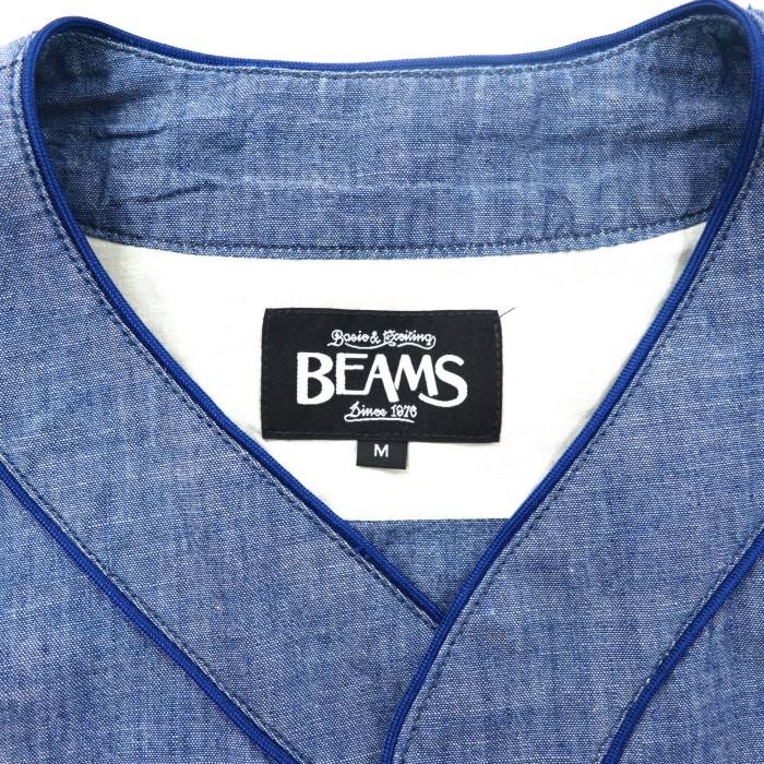 BEAMS シャンブレーベースボールシャツ M ブルー | Vintage.City 古着屋、古着コーデ情報を発信