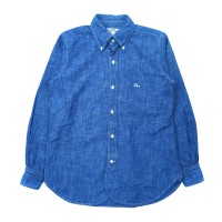 EVISU ボタンダウンシャツ 38 ブルー シャンブレー ロゴ刺繍 カモメ | Vintage.City ヴィンテージ 古着