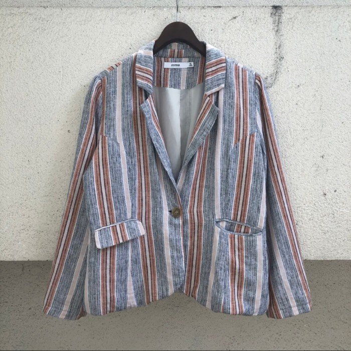 design tailored jacket gray×ivory×orange | Vintage.City 빈티지숍, 빈티지 코디 정보