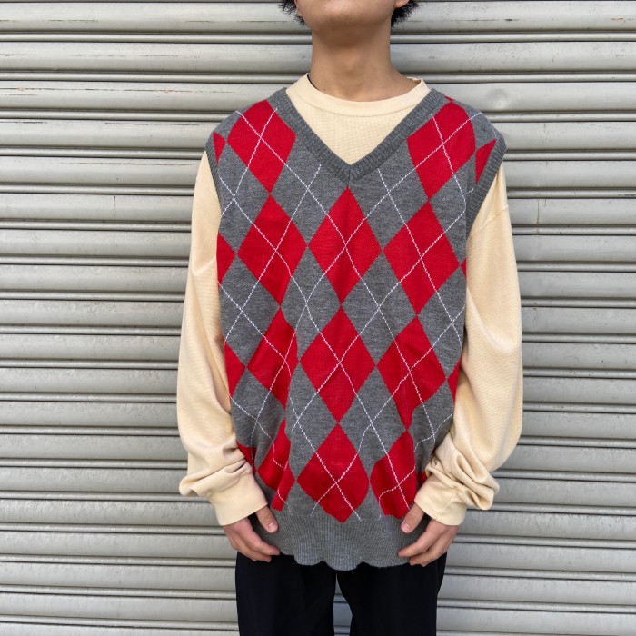 専用 90s vintage argyle wool knit vest