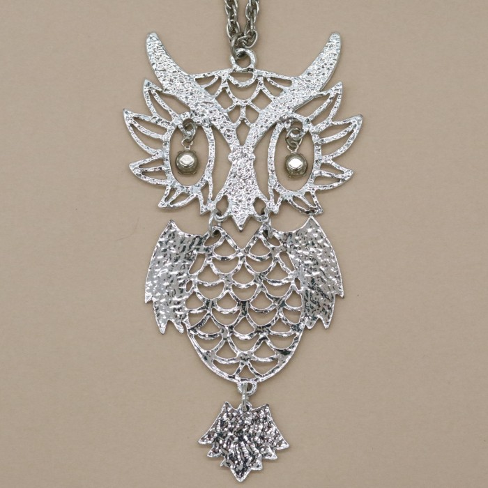 1970's Owl nacklace With Diamond cut eye | Vintage.City 古着屋、古着コーデ情報を発信
