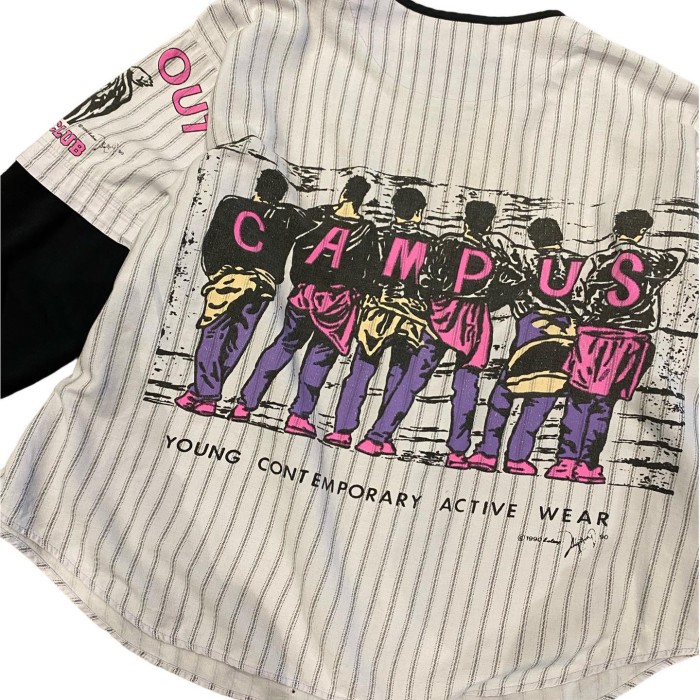 '90 ESLEEP fake layered baseball shirt | Vintage.City 古着屋、古着コーデ情報を発信