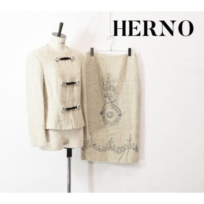 HERNO ヘルノ レディース セットアップ スーツ スカート ライトベージュ | Vintage.City 빈티지숍, 빈티지 코디 정보