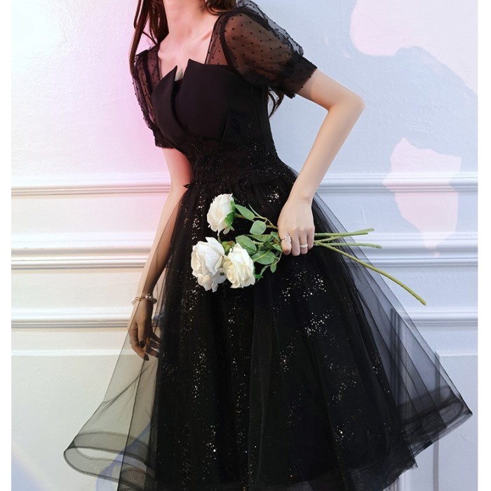 上品！ イブニングドレス 黒 ロング ファスナー 可愛いウェディングドレス