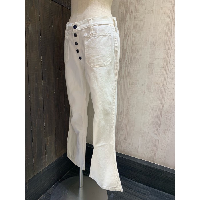 70s ビンテージ 前ボタン フレア ベルボトム ホワイト セーラー パンツ | Vintage.City 古着屋、古着コーデ情報を発信
