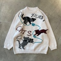 vintage cat motif mockneck sweater | Vintage.City 古着屋、古着コーデ情報を発信