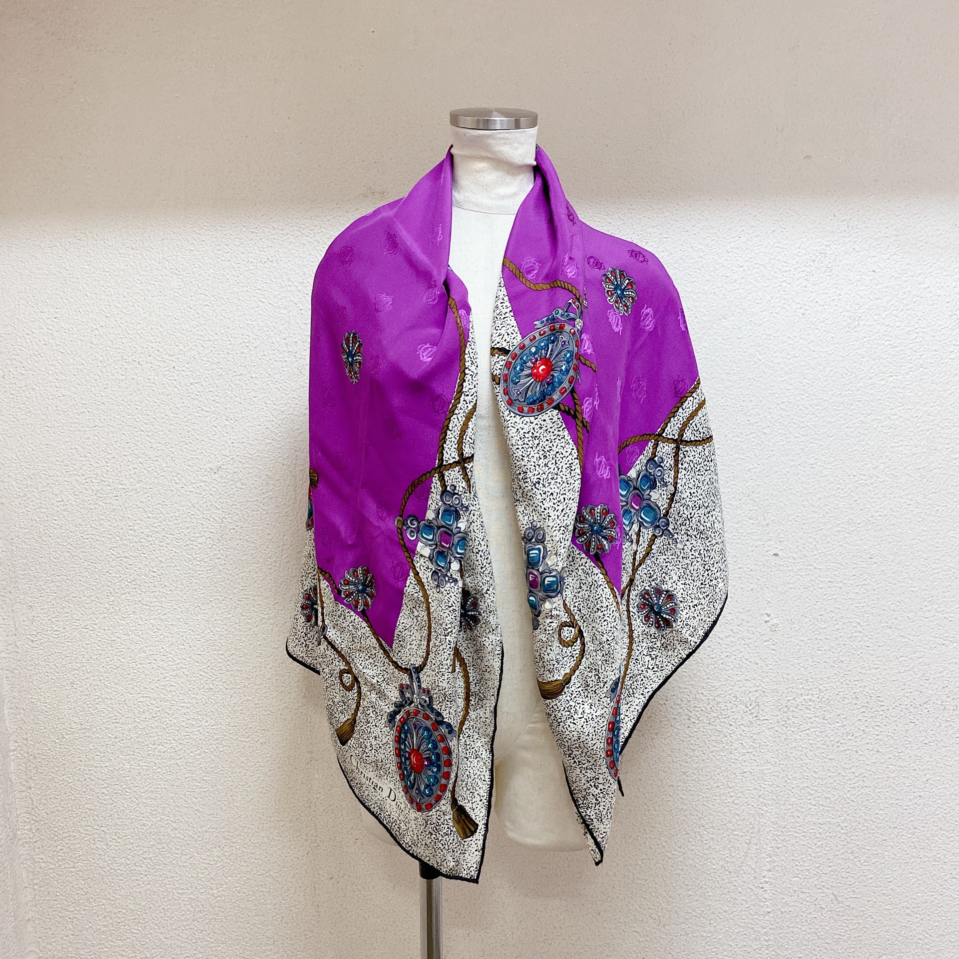 ディオール スカーフ 紫色 シルク Christian Dior 大判 | Vintage.City