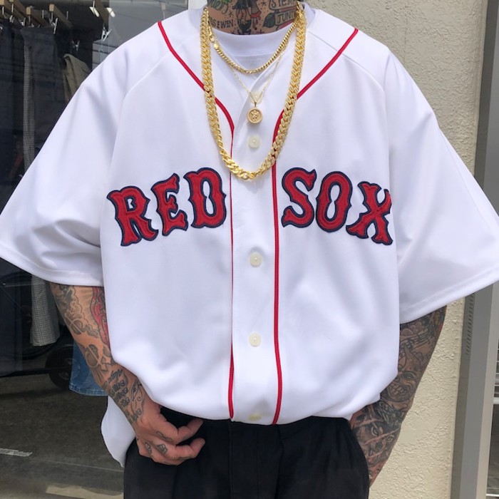 レア○vintage《MLB》レッドソックス 刺繍ベースボールシャツ/メンズXL