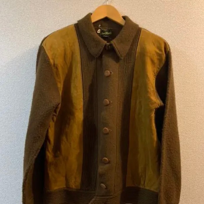 60's MacFane ヴィンテージ スウェード 切り返し ニット シャツ | Vintage.City 古着屋、古着コーデ情報を発信