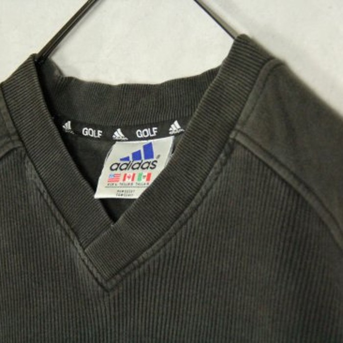 "adidas" black rib sweat vest | Vintage.City 古着屋、古着コーデ情報を発信
