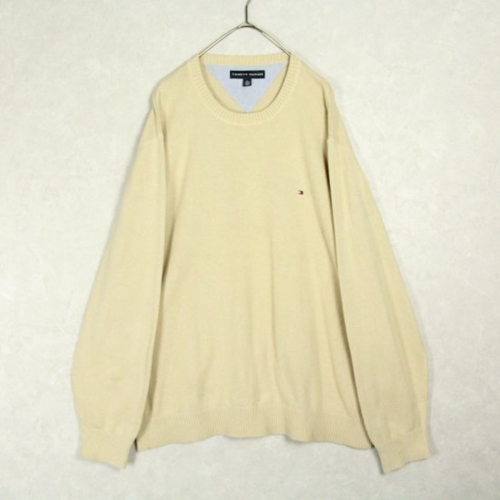 "Tommy Hilfiger" cream yellow big knit | Vintage.City 빈티지숍, 빈티지 코디 정보