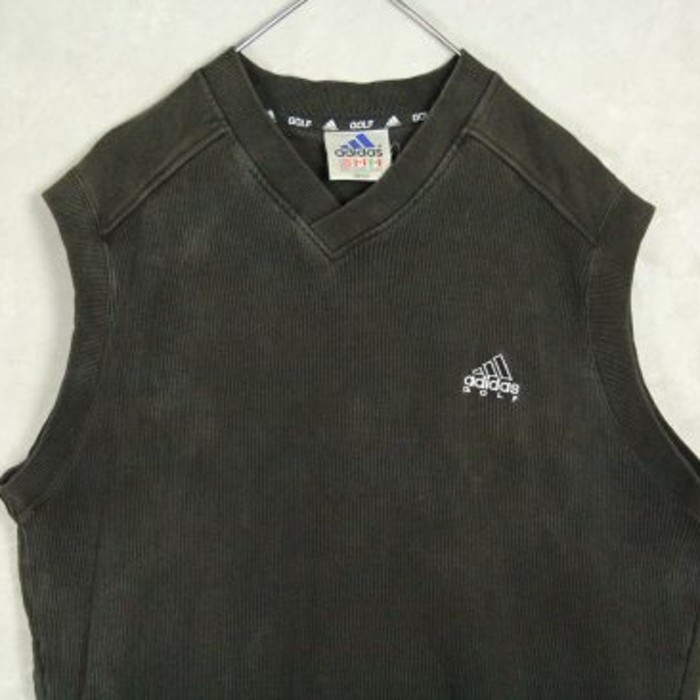 "adidas" black rib sweat vest | Vintage.City 古着屋、古着コーデ情報を発信
