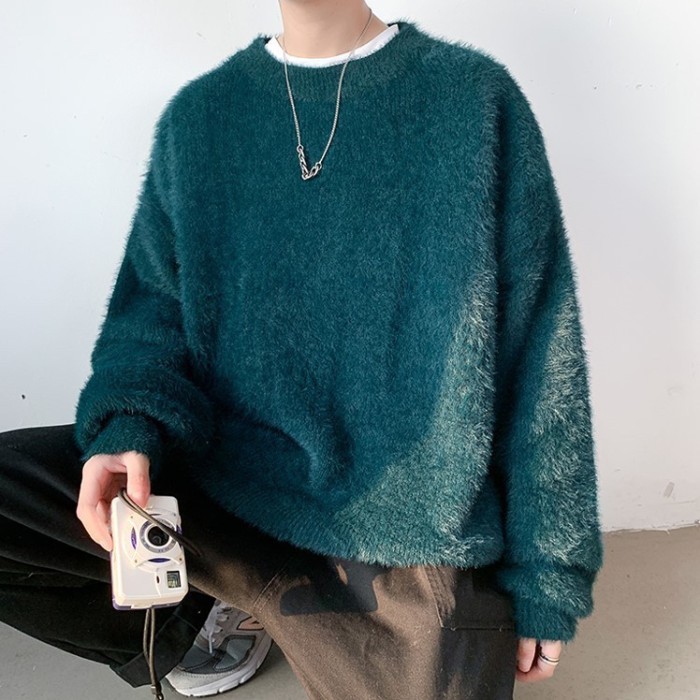 90sヴィンテージモヘアニットセーター【アメリカ】超美品！ベージュ黒青茶色