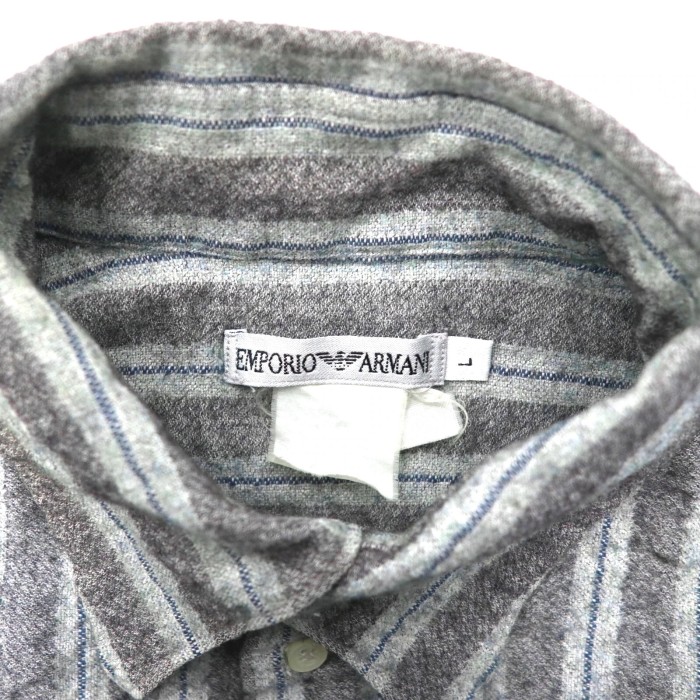 EMPORIO ARMANI ネルシャツ L グレー ストライプ イタリア製 | Vintage.City 빈티지숍, 빈티지 코디 정보