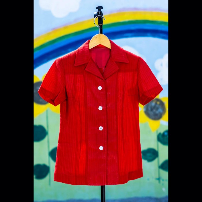 深紅地半袖四角白ボタンジャケット　DSC01793 | Vintage.City 古着屋、古着コーデ情報を発信