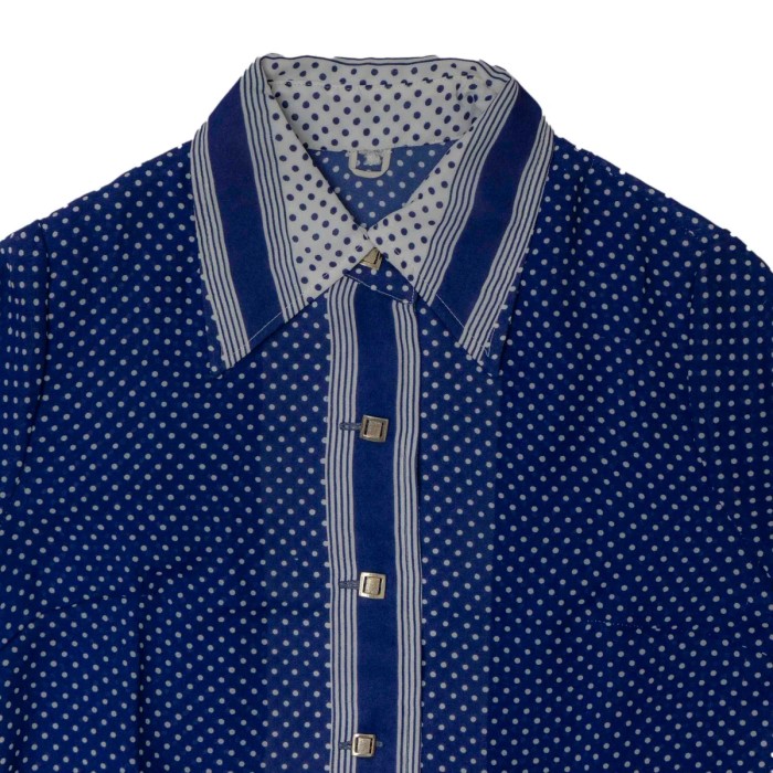 青地白水玉半袖セットアップ　DSC01932 | Vintage.City 古着屋、古着コーデ情報を発信