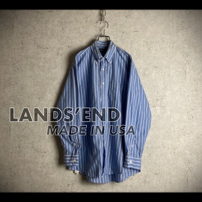希少 90s USA製 LANDS'END ランズエンド ストライプシャツ | Vintage.City
