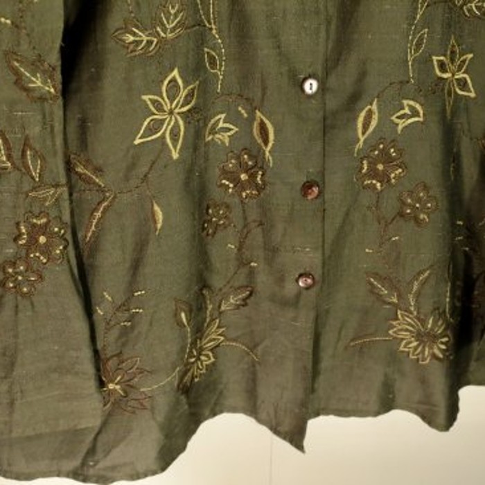 green flower embroidered shirt jacket | Vintage.City Vintage Shops, Vintage Fashion Trends