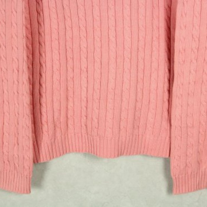 "PRL" loose neck pink cable knit | Vintage.City 빈티지숍, 빈티지 코디 정보