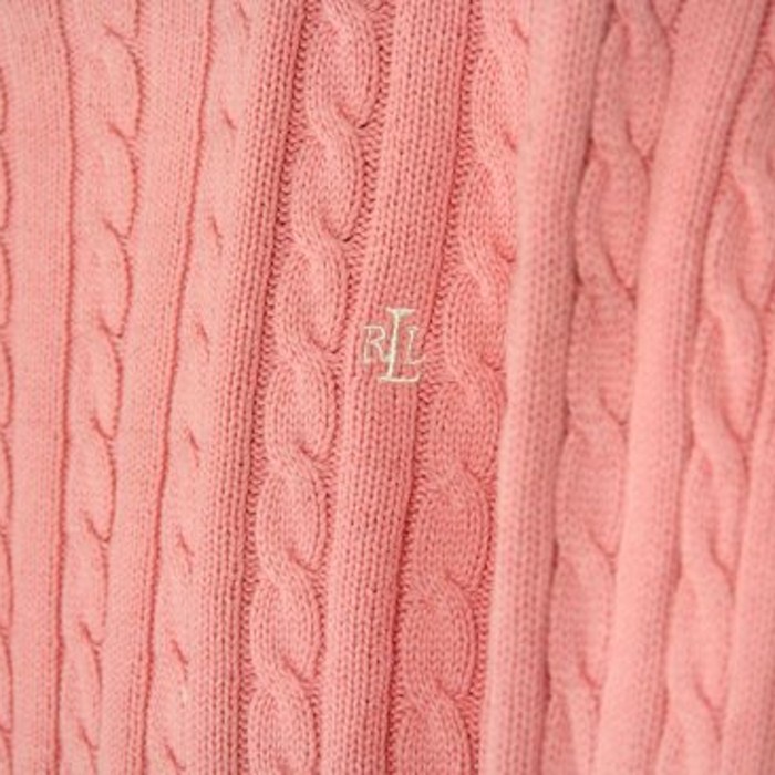 "PRL" loose neck pink cable knit | Vintage.City Vintage Shops, Vintage Fashion Trends
