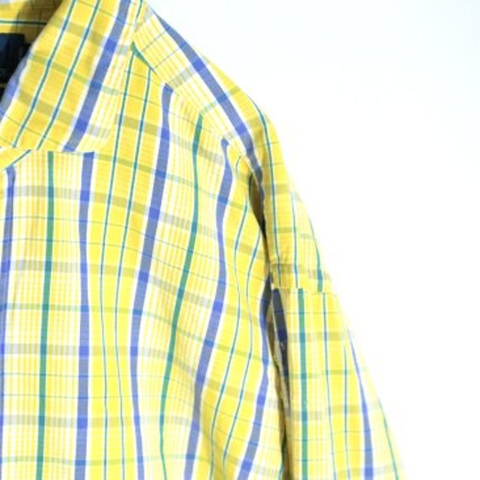 "POLO" yellow × blue check shirt | Vintage.City 빈티지숍, 빈티지 코디 정보