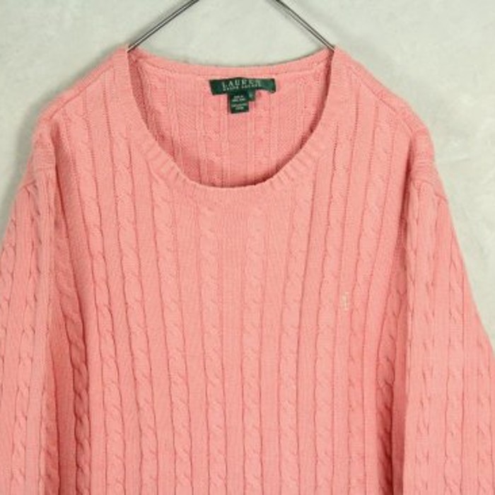 "PRL" loose neck pink cable knit | Vintage.City 古着屋、古着コーデ情報を発信