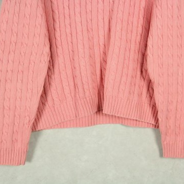 "PRL" loose neck pink cable knit | Vintage.City 빈티지숍, 빈티지 코디 정보
