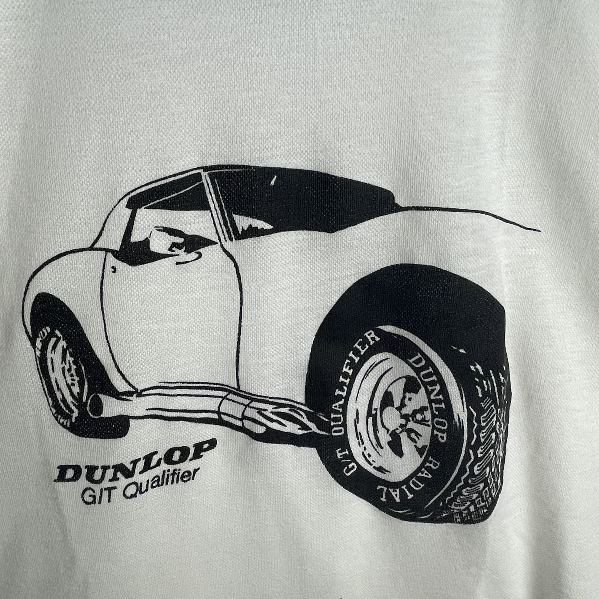 カナダ製 80s リンガーTシャツ DUNLOP プリントデザイン 車 