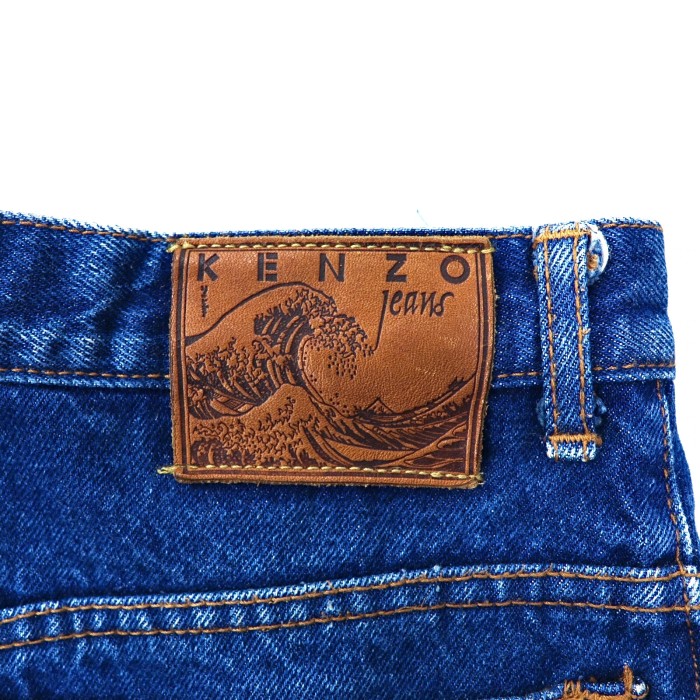 KENZO テーパードデニムパンツ 69 ブルー 葛飾北斎タグ 90s | Vintage.City