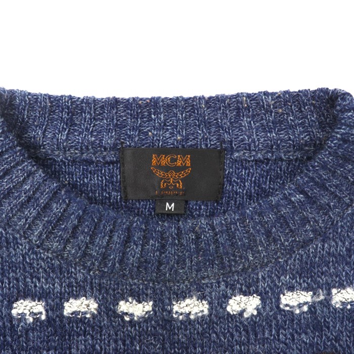 MCM 3Dニットセーター M ネイビー ウール ボーダー イタリア製 | Vintage.City 古着屋、古着コーデ情報を発信