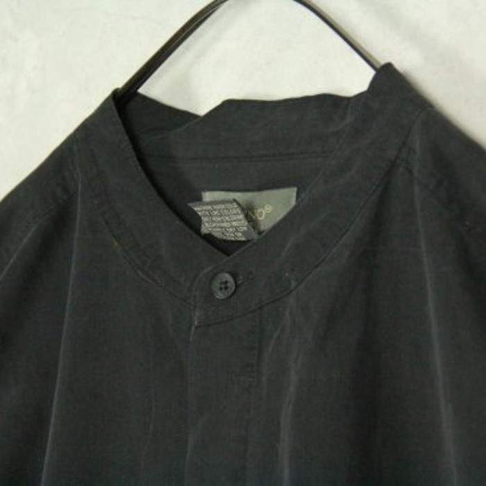 light black no collar drape shirt | Vintage.City 古着屋、古着コーデ情報を発信