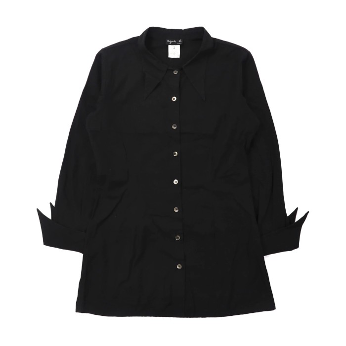 AGNES B. ロングデザインシャツ 3 ブラック コットン 日本製 | Vintage.City 古着屋、古着コーデ情報を発信