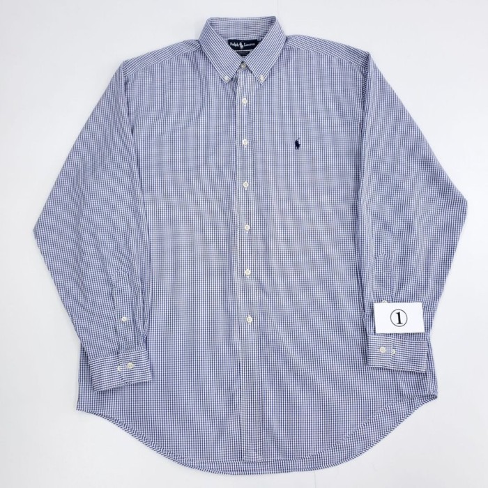 RALPH LAUREN 青×白チェック長袖ワイシャツ 16 1/2 34 | Vintage.City 빈티지숍, 빈티지 코디 정보