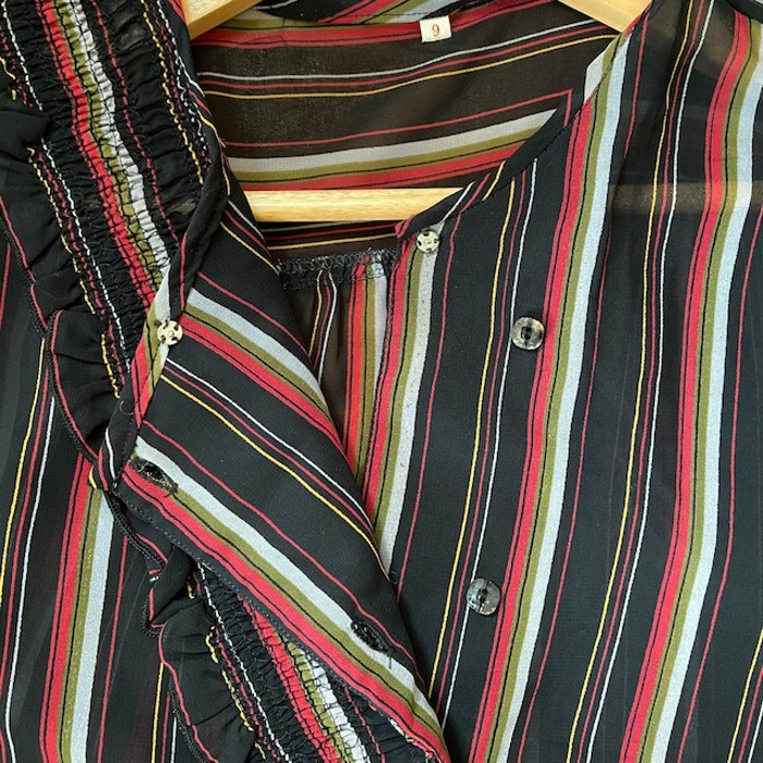 used ストライプシャーリンクノーカラーシャツ | Vintage.City 古着屋、古着コーデ情報を発信