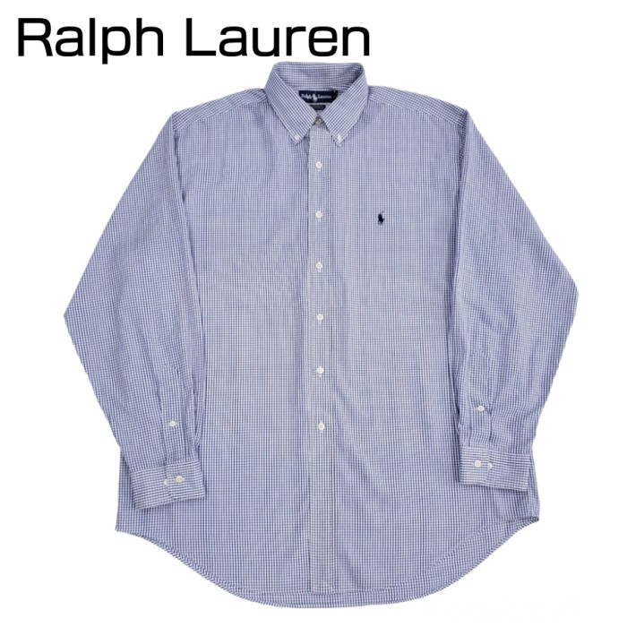 RALPH LAUREN 青×白チェック長袖ワイシャツ 16 1/2 34 | Vintage.City 古着屋、古着コーデ情報を発信